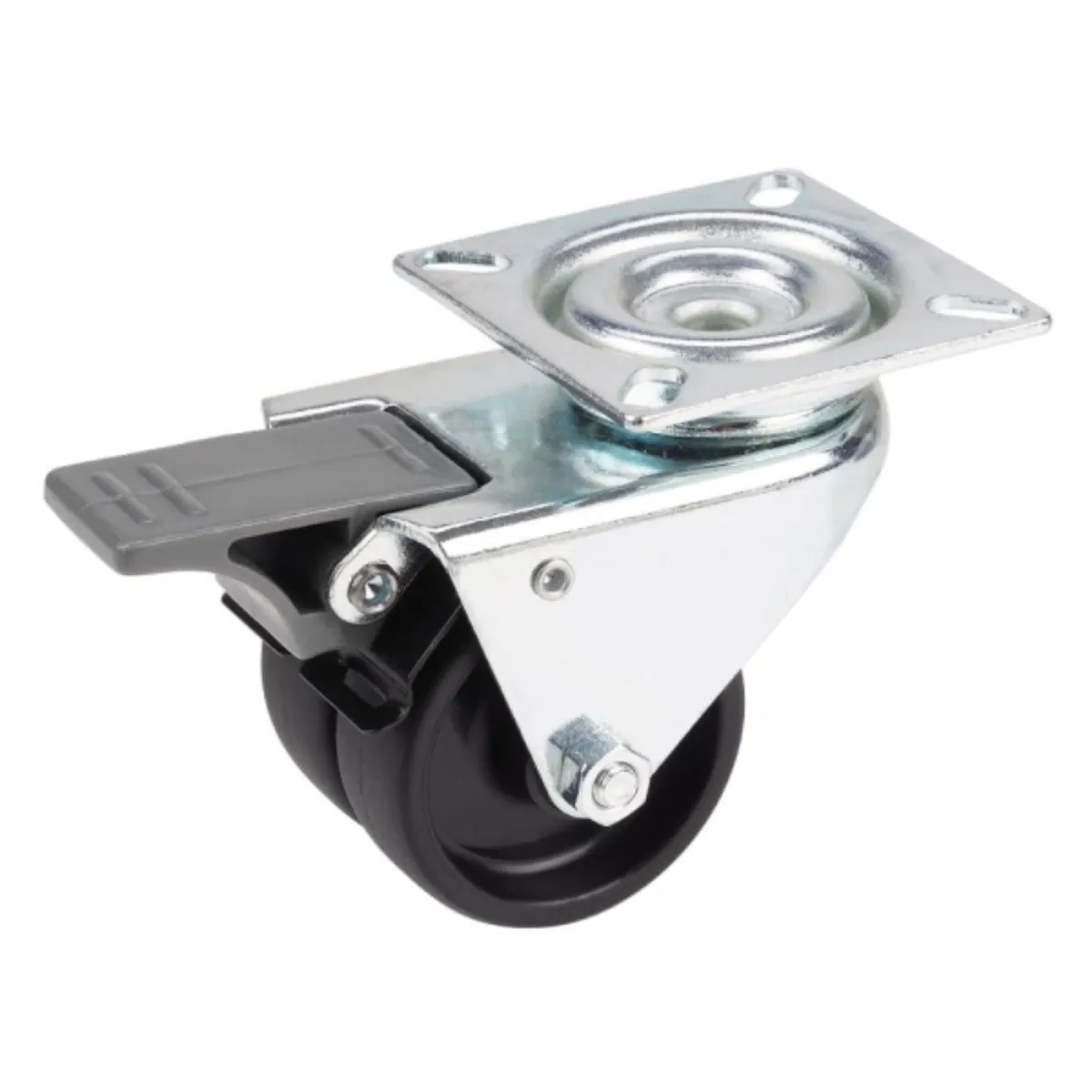 KUTZ - Rueda Giratoria Doble con freno 50mm Plastico 80kg Uso Doméstico