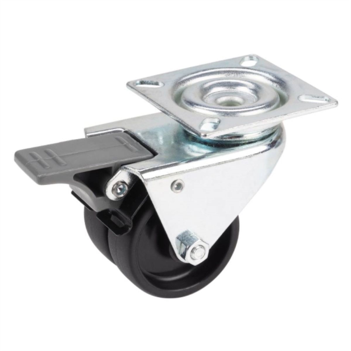 KUTZ - Rueda Giratoria Doble con freno 50mm Plastico 80kg Uso Doméstico