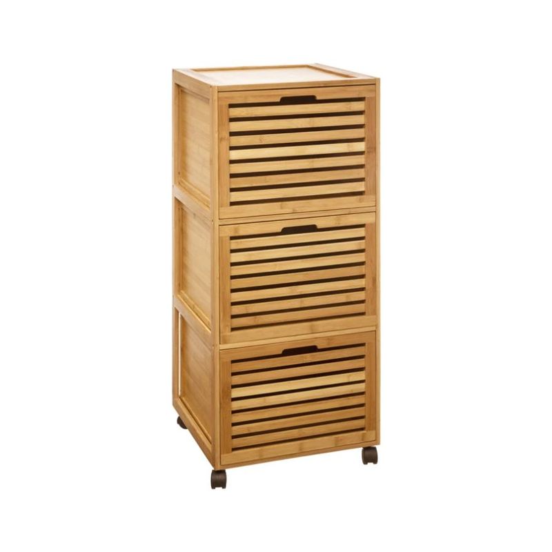 GENERICO - Mueble 3 Cajones Bambú Con Ruedas