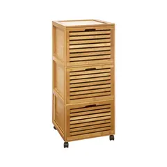 GENERICO - Mueble 3 Cajones Bambú Con Ruedas