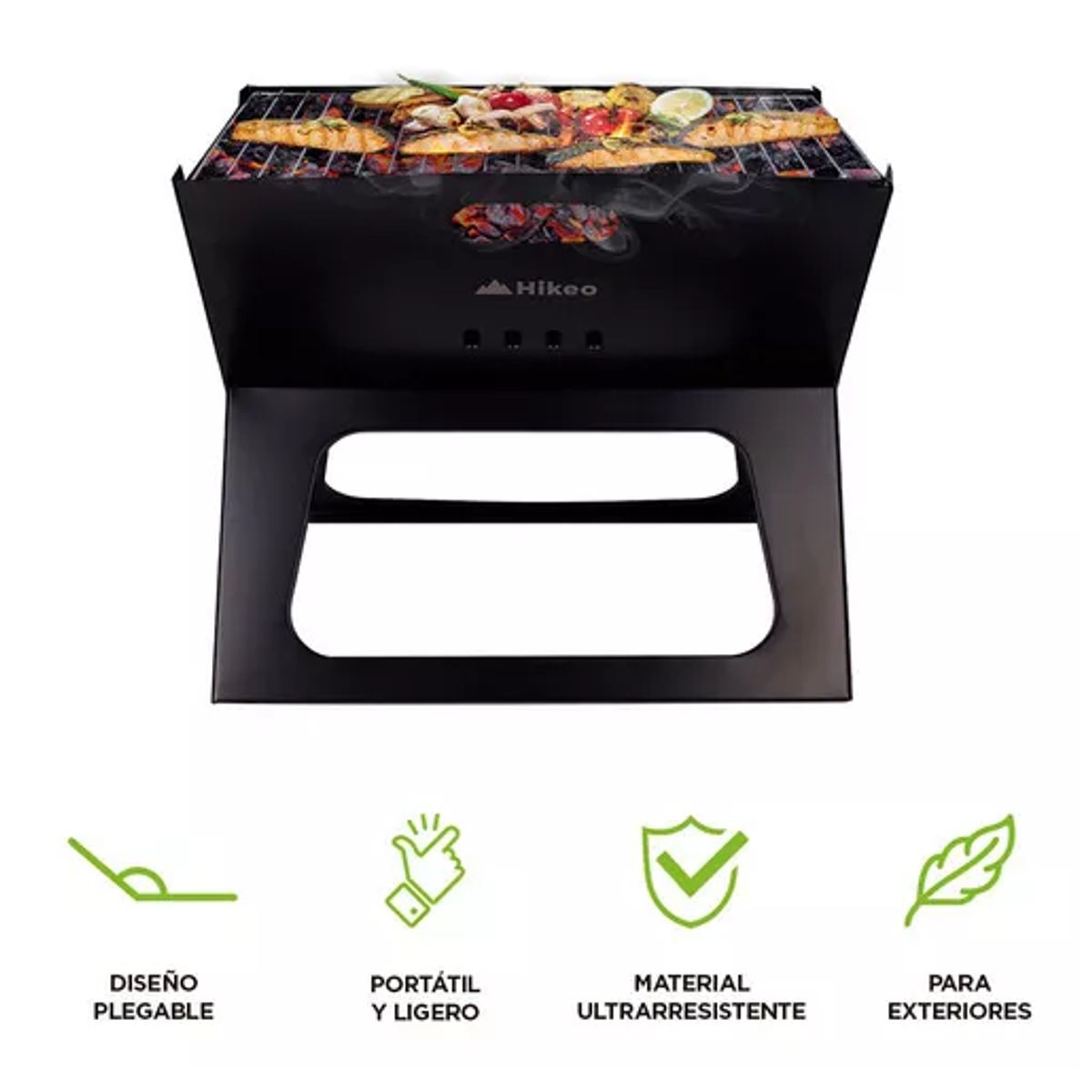 GENERICO - Parrillera plegable de carbón portátil para asados color negro