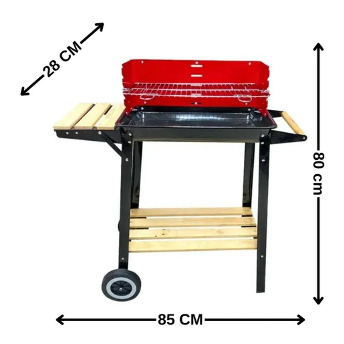 GENERICO - Parrilla de asado con rueda y repisa 85x28x80 cm