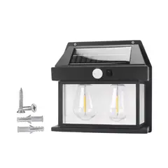 GENERICO - Lámpara Solar Exterior con Sensor Movimiento 2 Focos LED 1200 Lúmenes