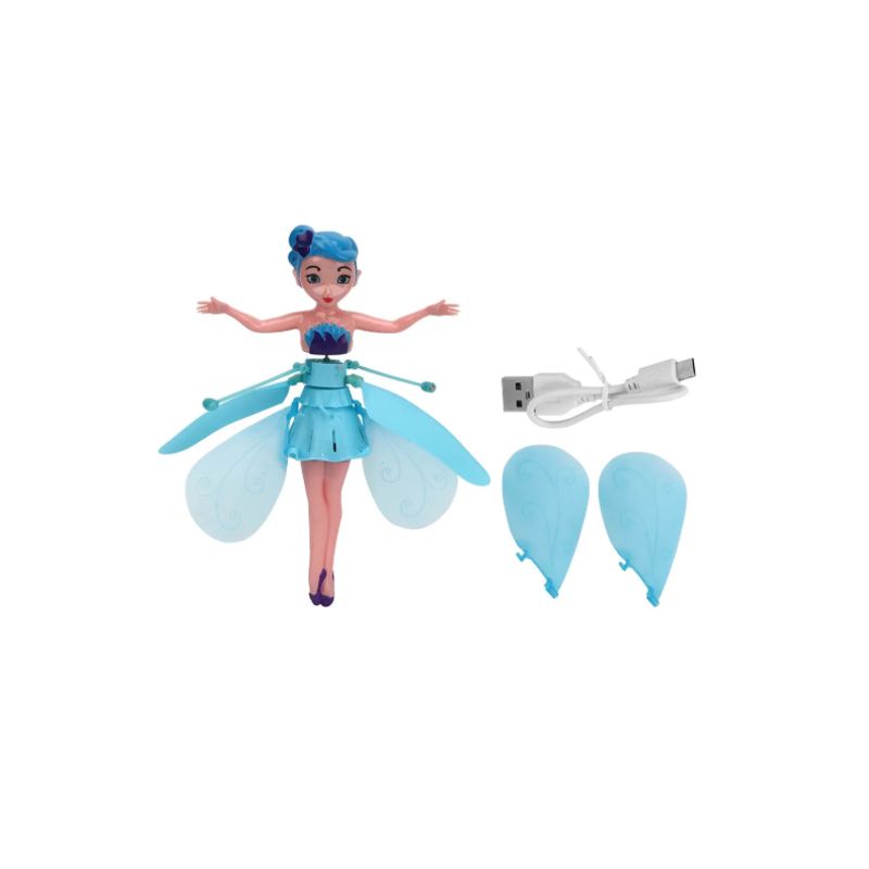 GENERICO - Muñeca Princesa Hada Voladora Azul Con Detección Luminosa