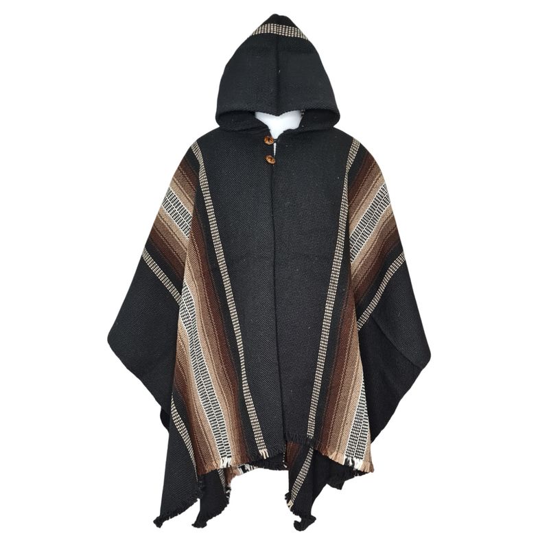 MORLAN - Poncho Ecuatoriano de Lana de Oveja Repelente al agua 100% Lana
