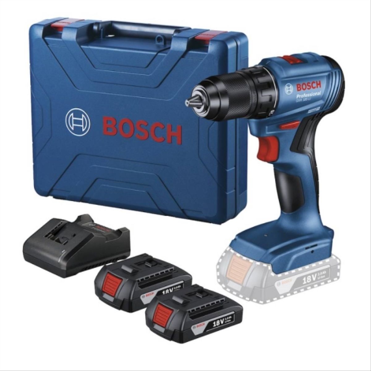 BOSCH - Taladro atornillador GSR 185-Li 18V 2 baterías + Maletín