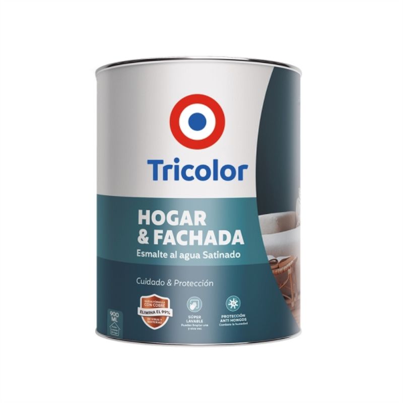 TRICOLOR - Esmalte al agua hogar y fachada satín blanco perfecto 14 gal