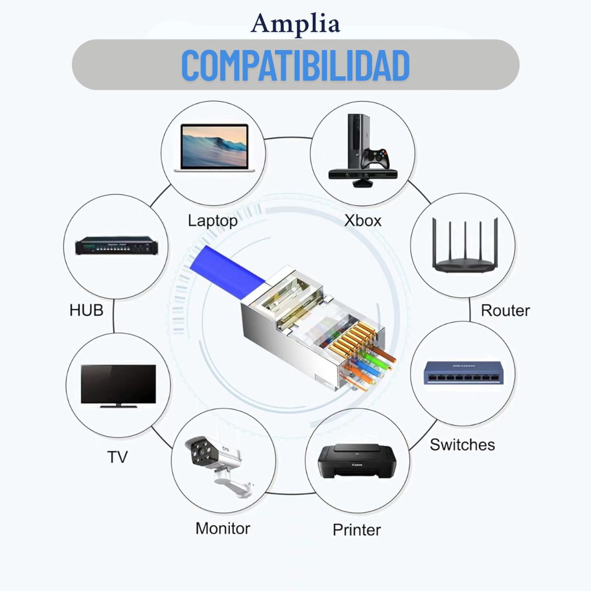 GENERICO - Pack 100 Conectores RJ45 Cat6 Blindados Metálicos