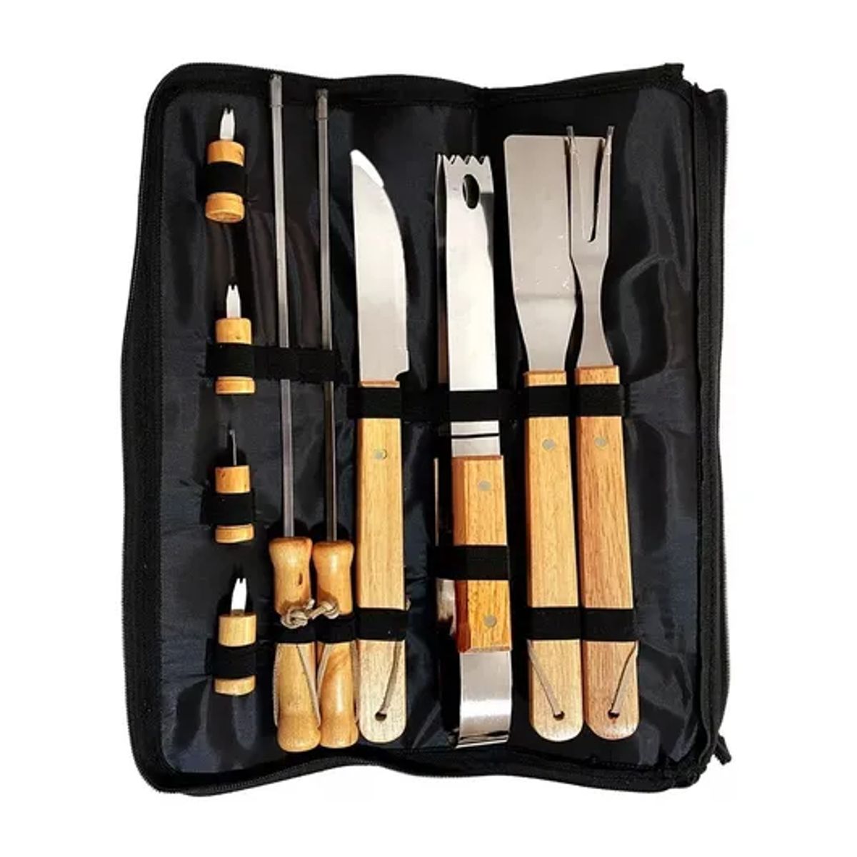 GENERICO - Pack de asado parrilla 10 uds + 2 garras de oso inox