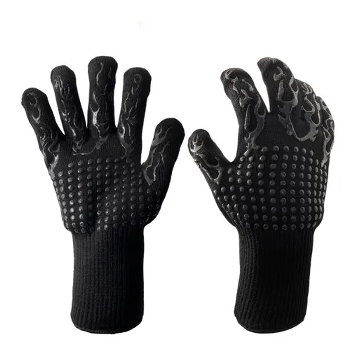GENERICO - Pack set cepillo inox + 2 guantes alta temperatura asado BBQ