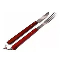 GENERICO - Juego set cuchillo y tenedor asado parrillero kit asador