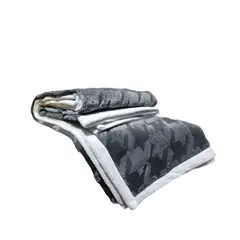 GENERICO - FRAZADA CON SHERPA BLANCO2 PLAZAS GRIS OSCURO