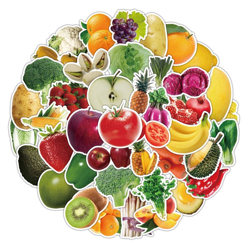 GENERICO - Pack X50 Stickers De Frutas Y Verduras Pegatinas