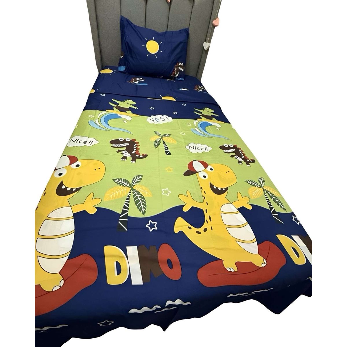 GENERICO - Set de Sábanas niña niño infantil plaza y media Dino