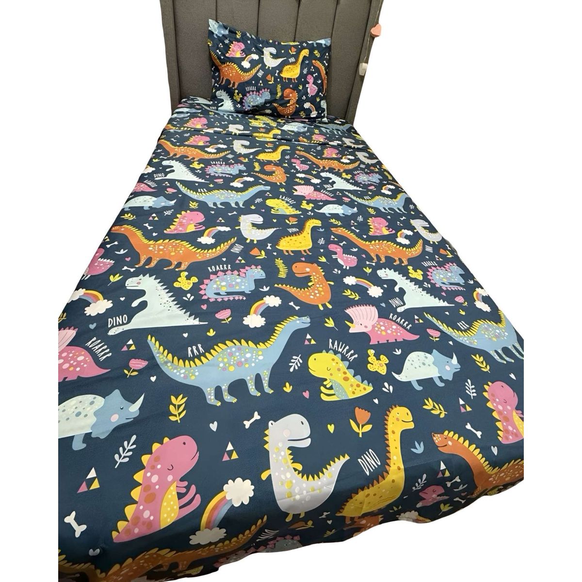 GENERICO - Set de Sábanas niña niño infantil 1 plaza Dinosaurio