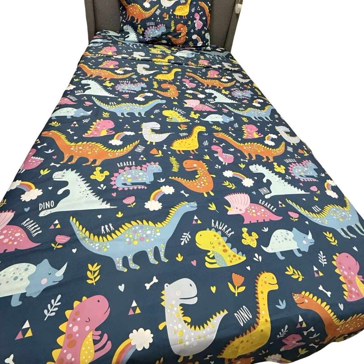 GENERICO - Juego de  Sábanas niña niño infantil plaza y media Dinosaurio