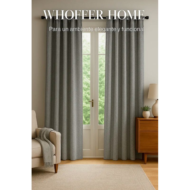 GENERICO - Cortina Blackout 140x225cm 2 Paños Tela Gris Premium Whoffer Gris Claro