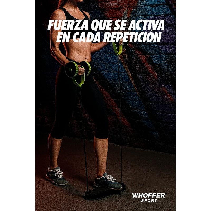 GENERICO - Rueda Abdominal Con Bandas Elásticas Whoffer Ejercicio Negro