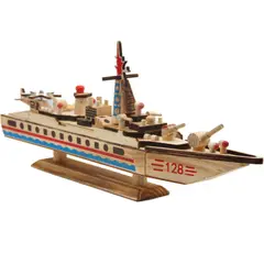 ABC - Barco de Guerra de Madera Nave 128 Artesanal