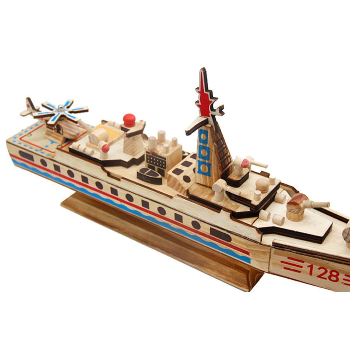 ABC - Barco de Guerra de Madera Nave 128 Artesanal