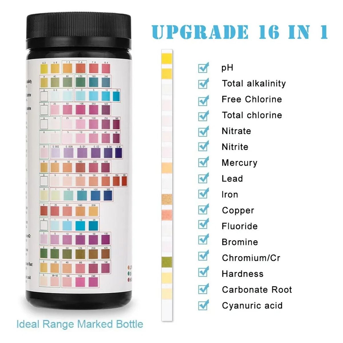 GENERICO - 100 Prueba Calidad Pureza Agua Potable Tira 16en1 Grifo Pozo