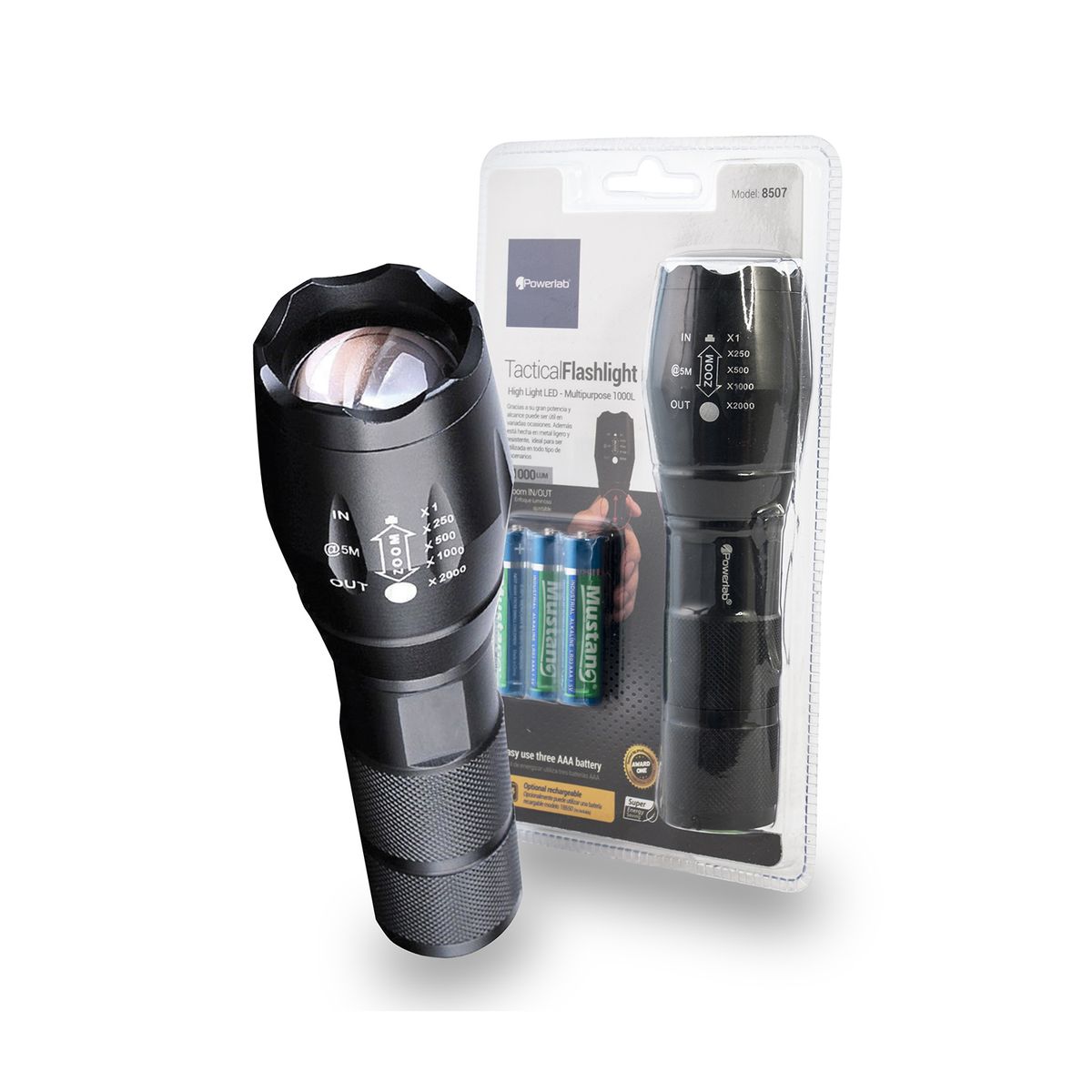 POWERLAB - Linterna Led Blister 1000 Lum 3 Bat Aaa Powerlab 08507