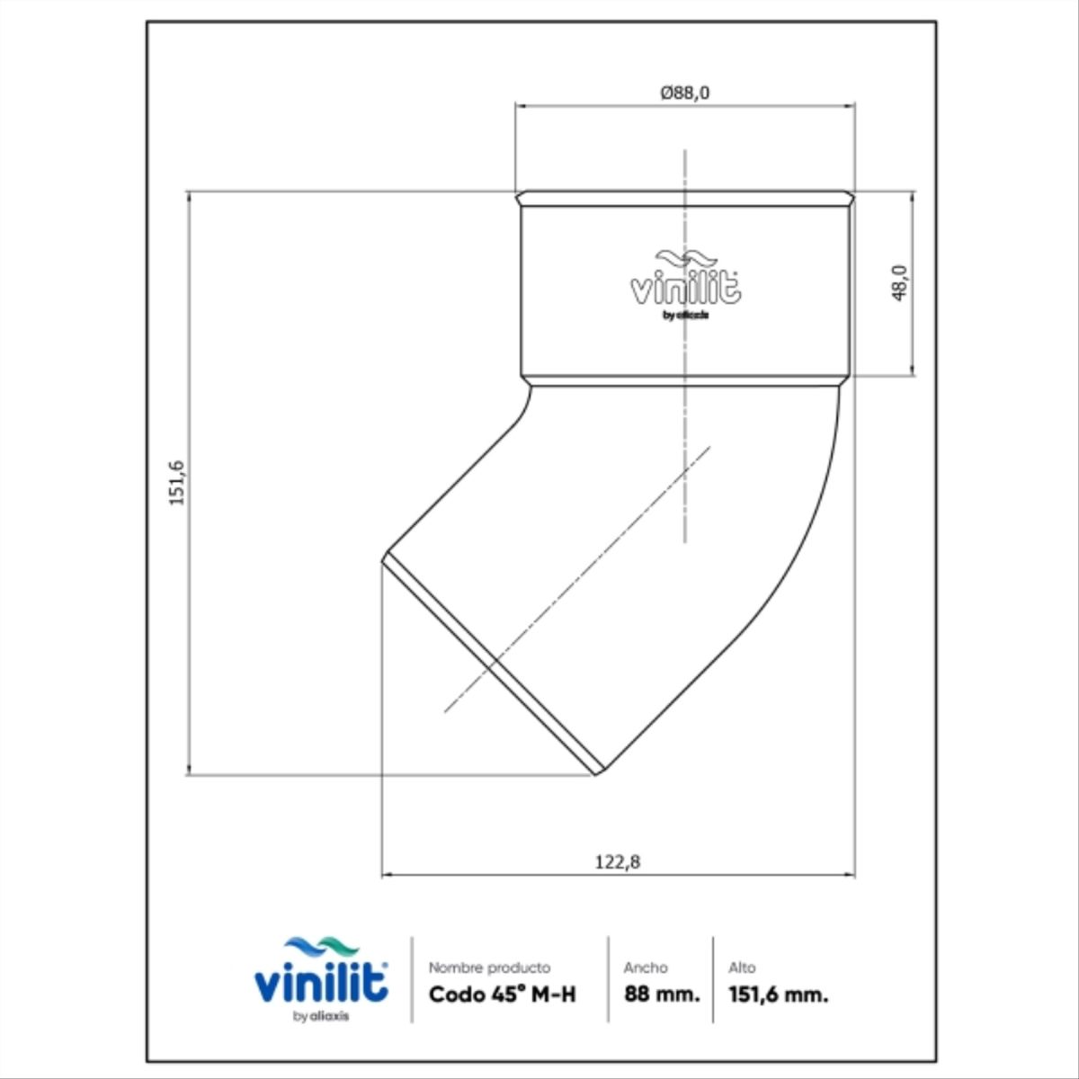 HOFFENS - Codo 45° M-H tubo bajada blanco
