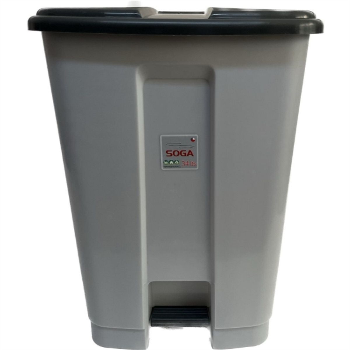 SOGA - Basurero plástico pedal 34 lt gris