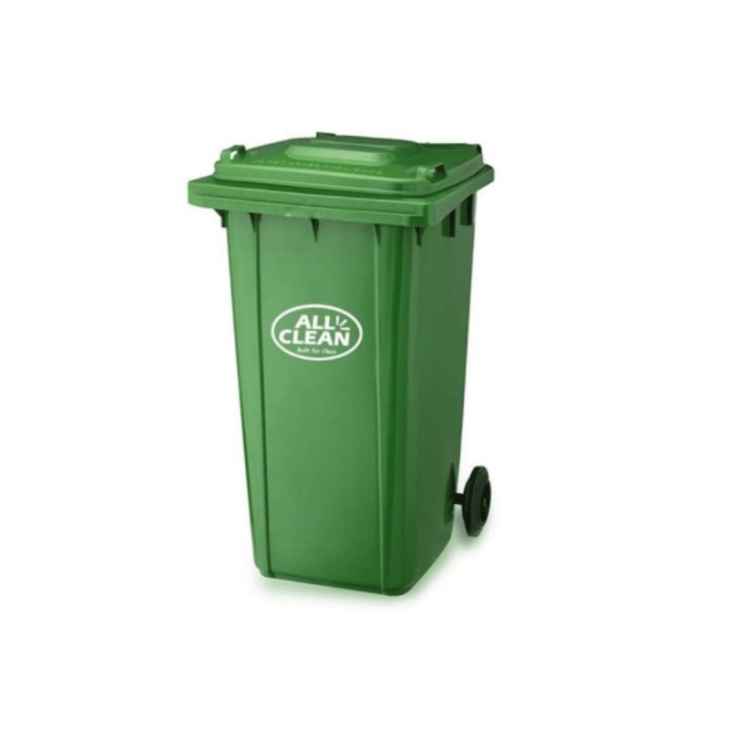 ALL CLEAN - Basurero plástico con ruedas 240 lt verde