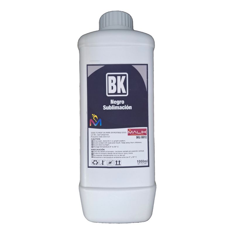 MALIK - Tinta Sublimacion 1 Lt Negro Compatible Epson Malik 80044