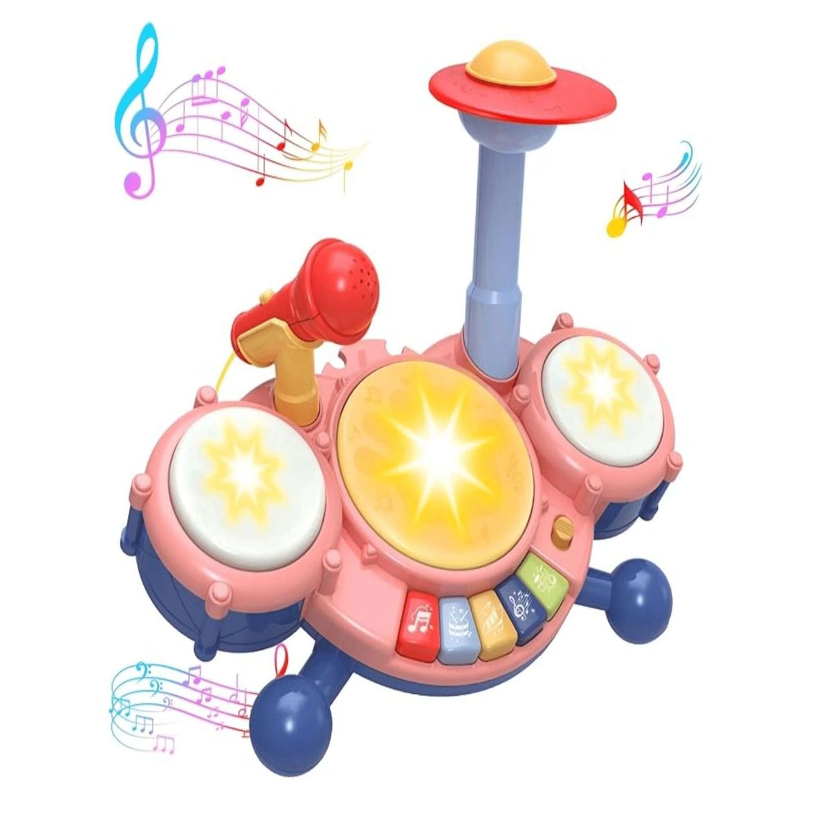 GENERICO - Juguete Batería Musical Para Bebé Con Micrófono Órgano Rosa