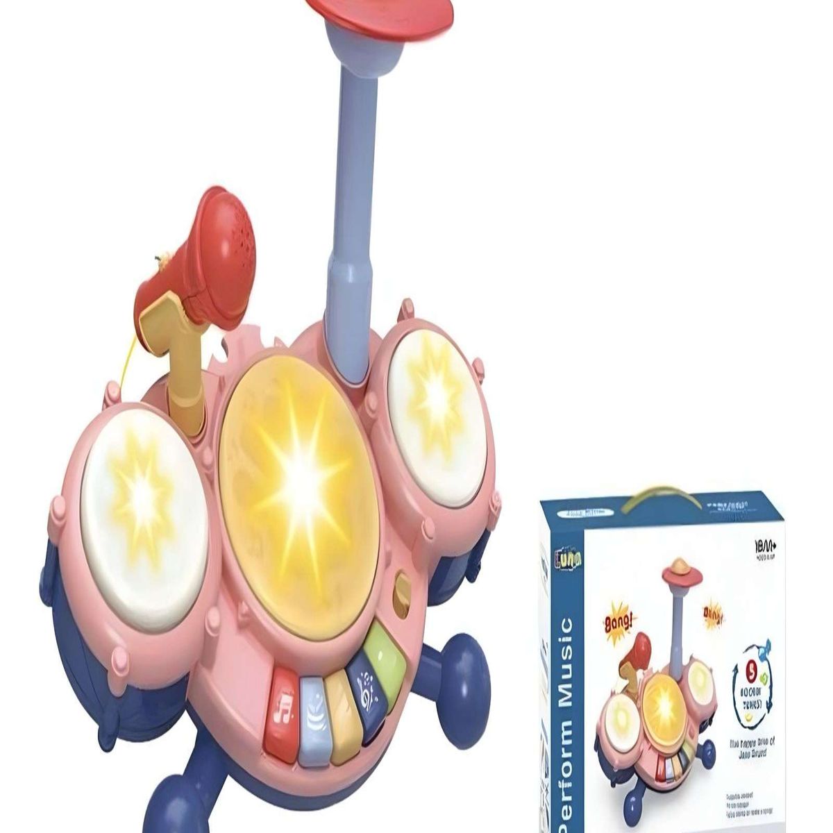 GENERICO - Juguete Batería Musical Para Bebé Con Micrófono Órgano Rosa