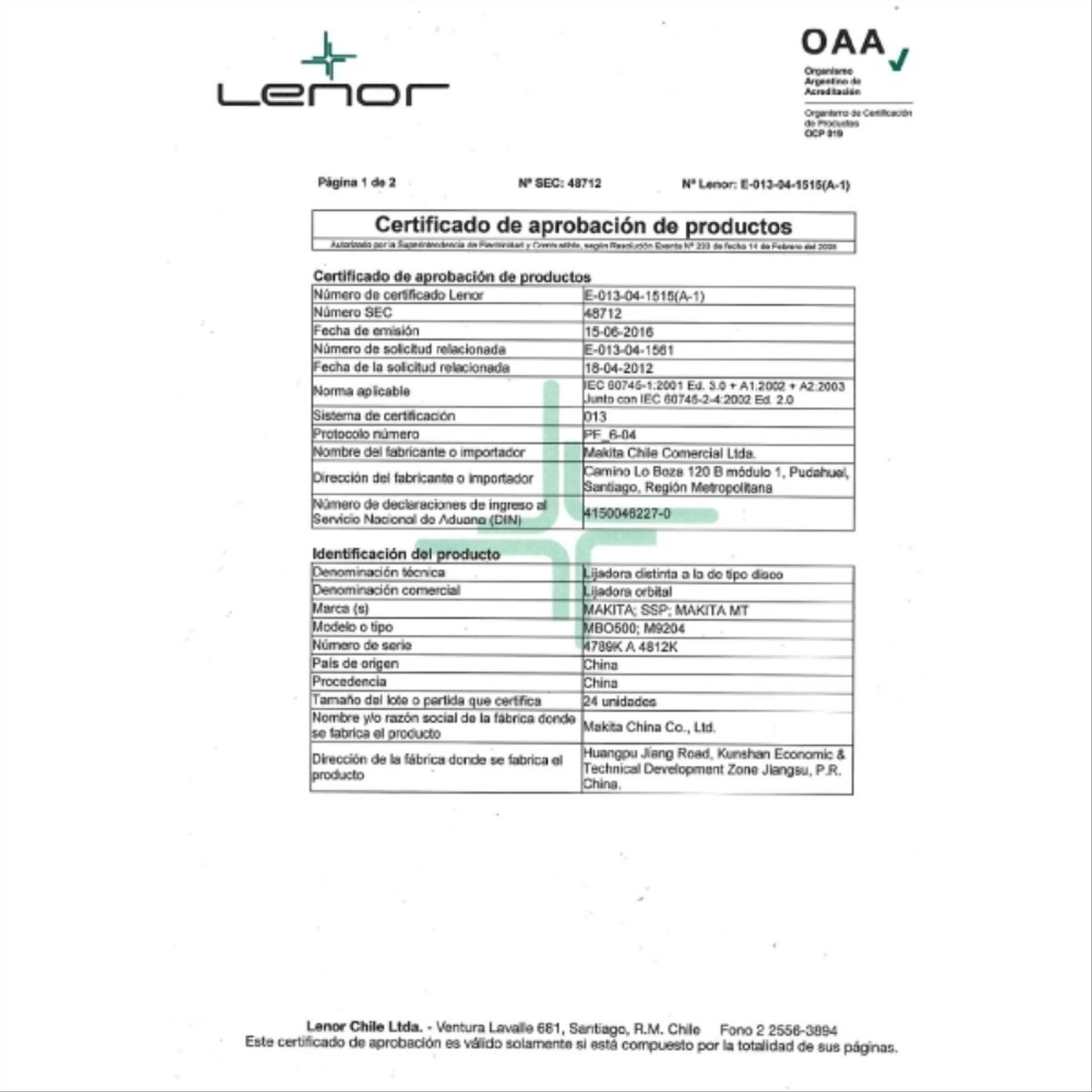 MAKITA - Lijadora excéntrica 125 mm 240W M9204B