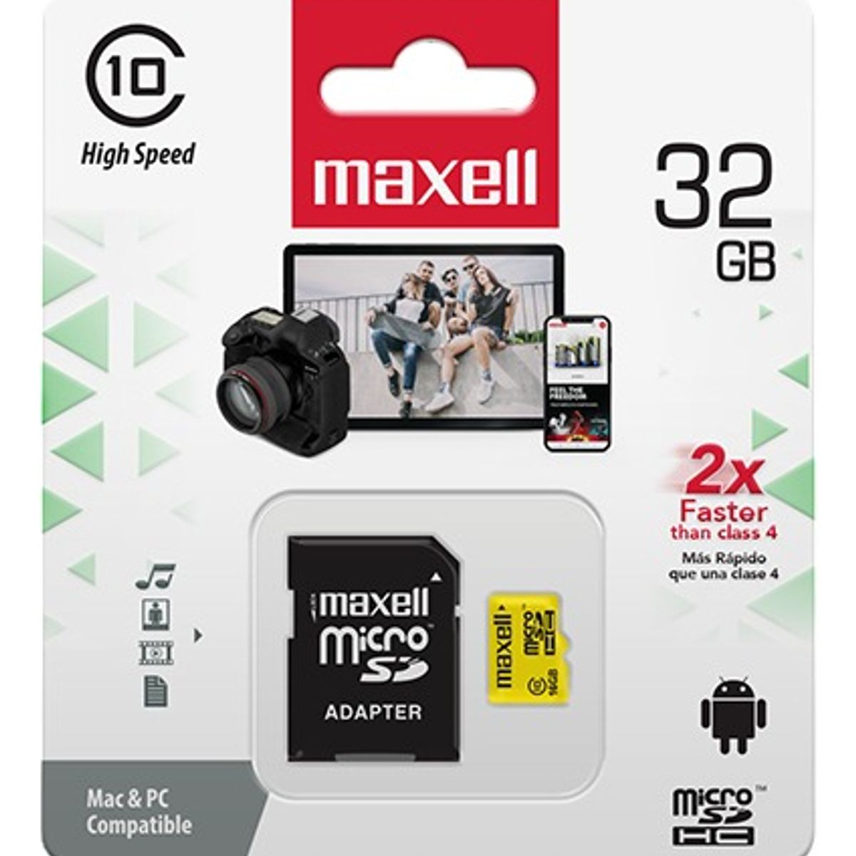MAXELL - Tarjeta Microsd 32gb/90mb/s Adapta Sd Clase10 Maxell Mcsd-32