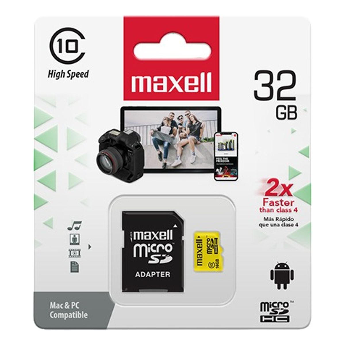 MAXELL - Tarjeta Microsd 32gb/90mb/s Adapta Sd Clase10 Maxell Mcsd-32