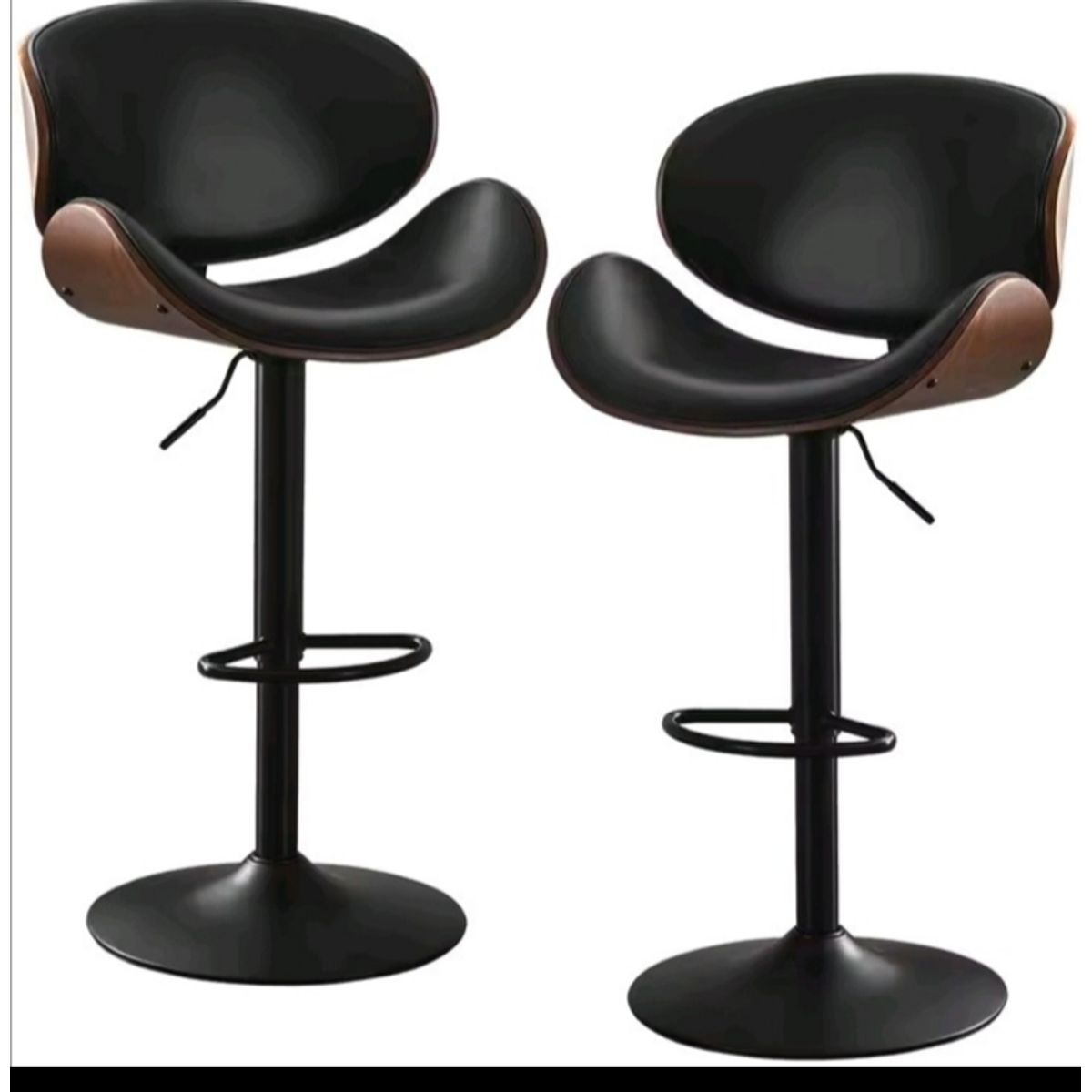 ARTIHOGAR - Pack 2 Sillas Bar Taburete Madera PU Negro/Negro Cisne