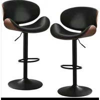 Pack 2 Sillas Bar Taburete Madera PU Negro/Negro Cisne