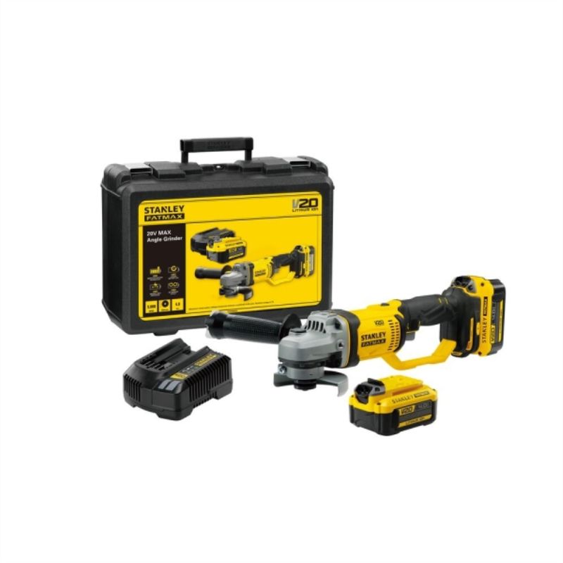STANLEY - Esmeril angular 4 1/2 20v + 2 baterias 4ah.  scg400m2k stanley