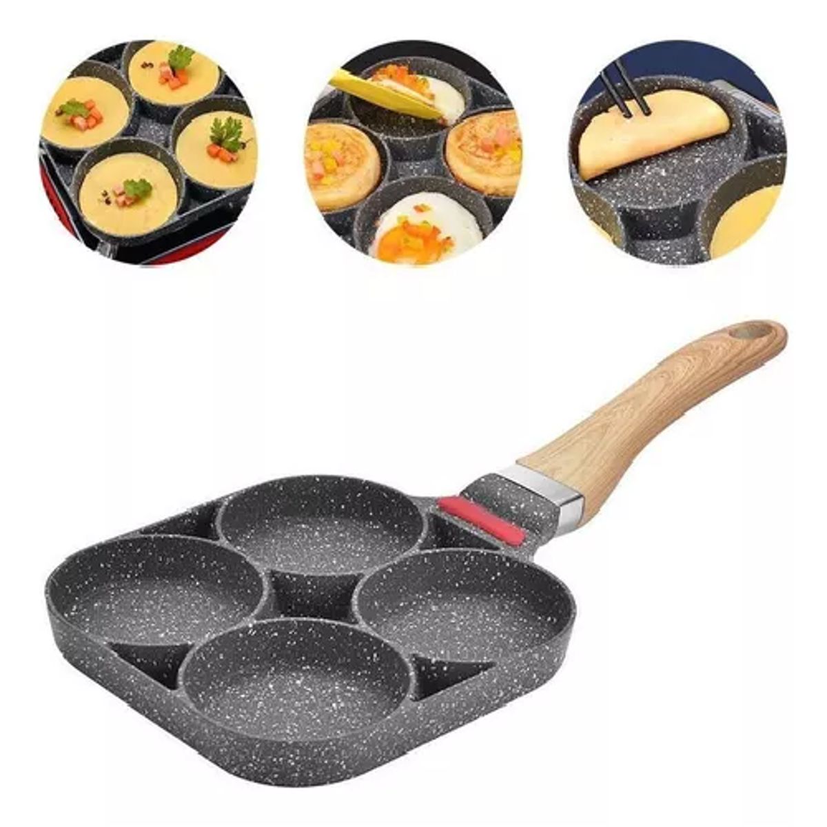GENERICO - Sartén antiadherente para huevos y panqueques color 4 holes