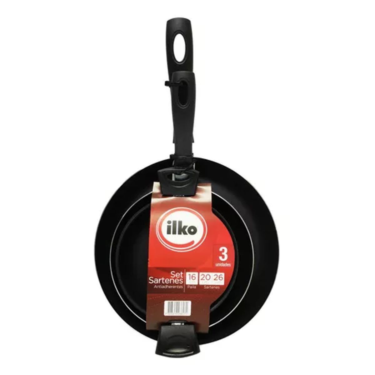 ILKO - Pack de sartenes de 20 + 26 cm y paila antiadherente Redblue Ilko