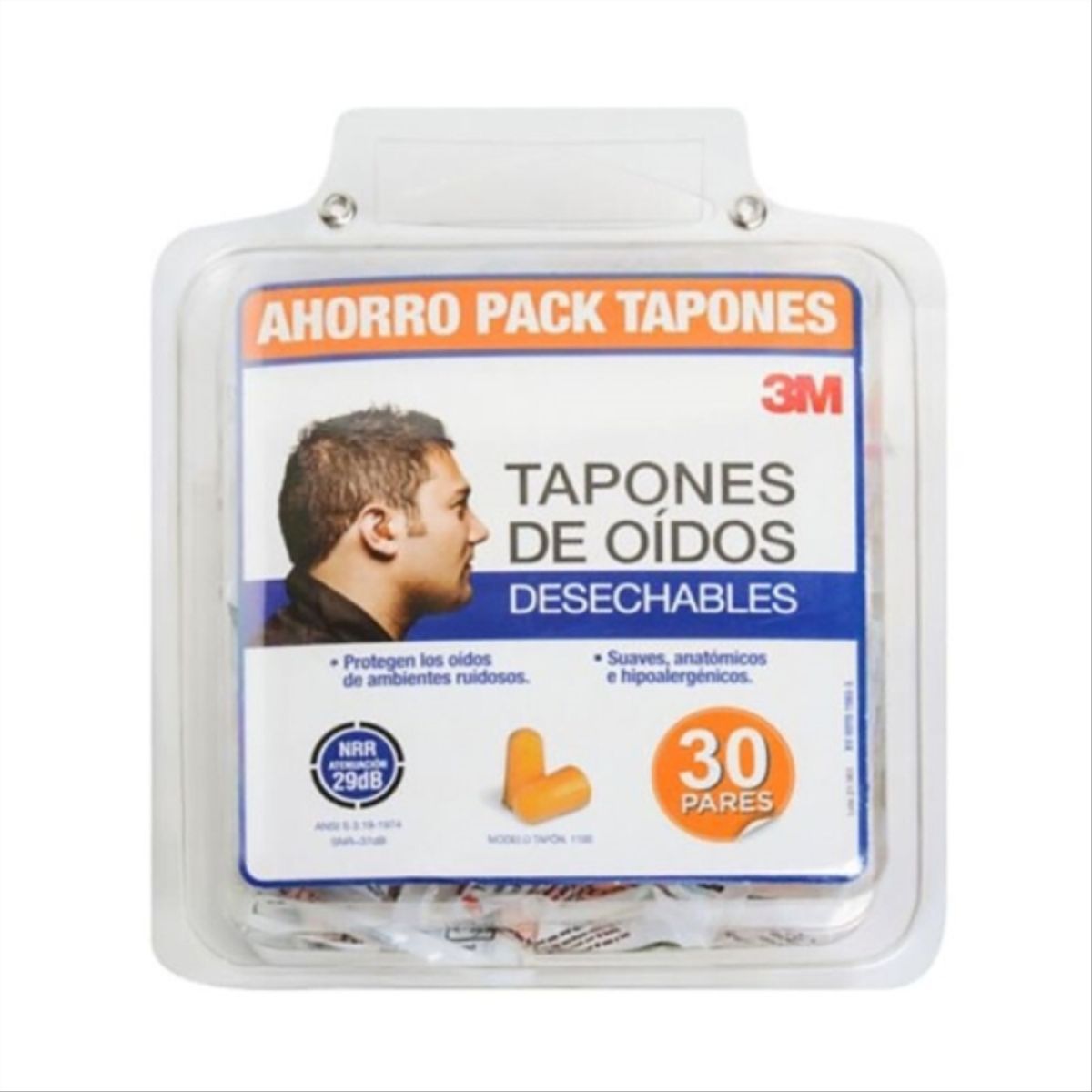 3M - Pack protector de oido desechables 30 pares