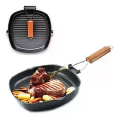 GENERICO - Sartén antiadherente cuadrado para parrilla plancha grill 20 cm