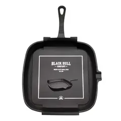 GENERICO - Sartén grill pan de hierro fundido 24 cm Black Bull color negro