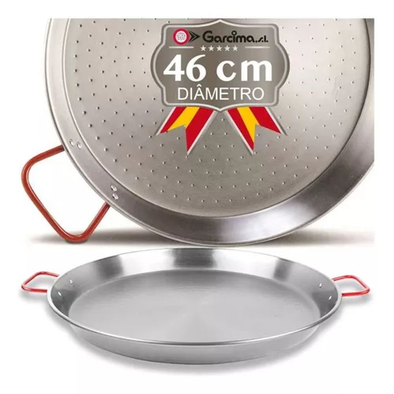 GENERICO - Paellera valenciana pulida Garcima de 46 cm para paella 12 porciones