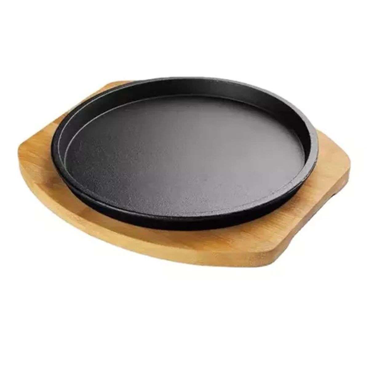 GENERICO - Plato de hierro fundido de 23 cm con base de madera.
