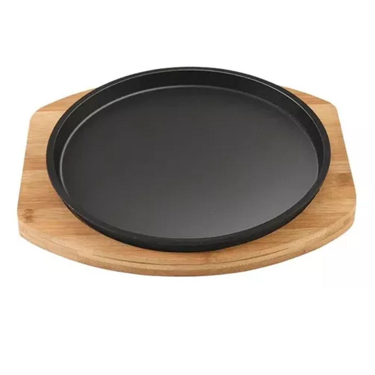 GENERICO - Plato de hierro fundido de 23 cm con base de madera.