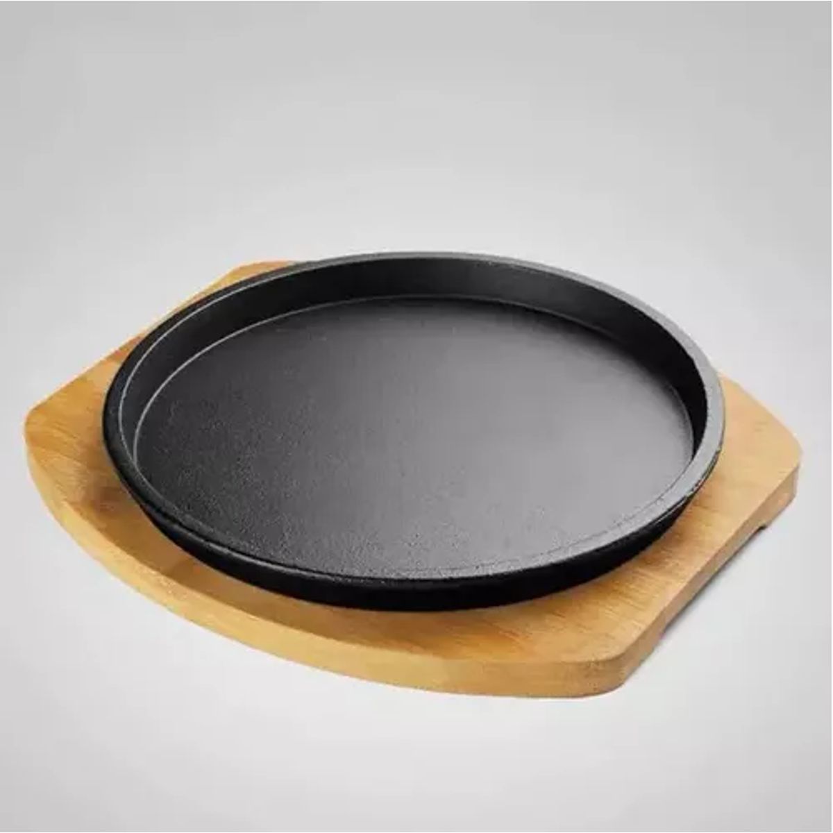 GENERICO - Plato de hierro fundido de 23 cm con base de madera.