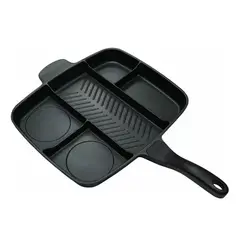GENERICO - Sartén multiuso 5 en 1 antiadherente horno y cocina color negro