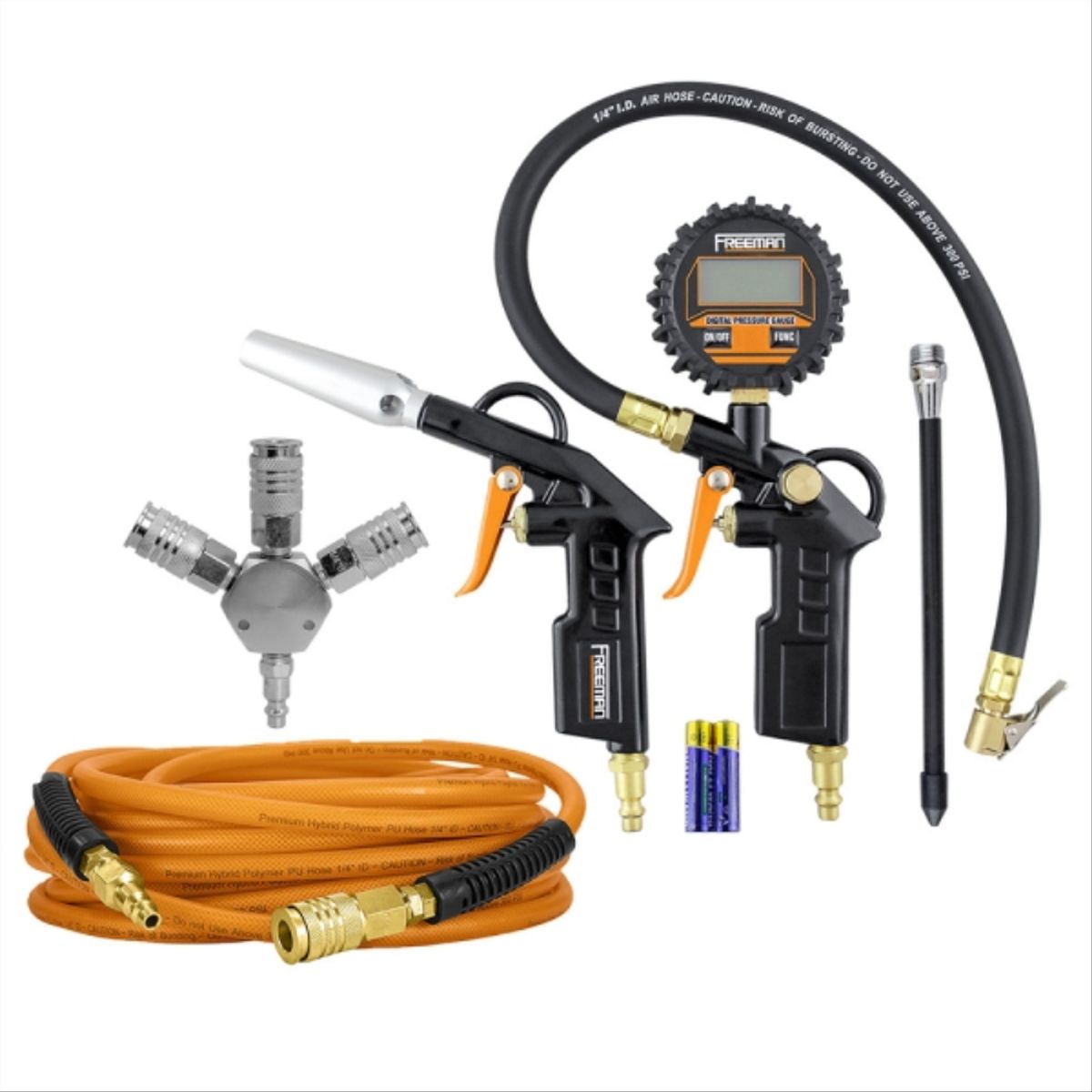 FREEMAN - Calibrador + Pistola de aire + Manguera 15 mt + Conector