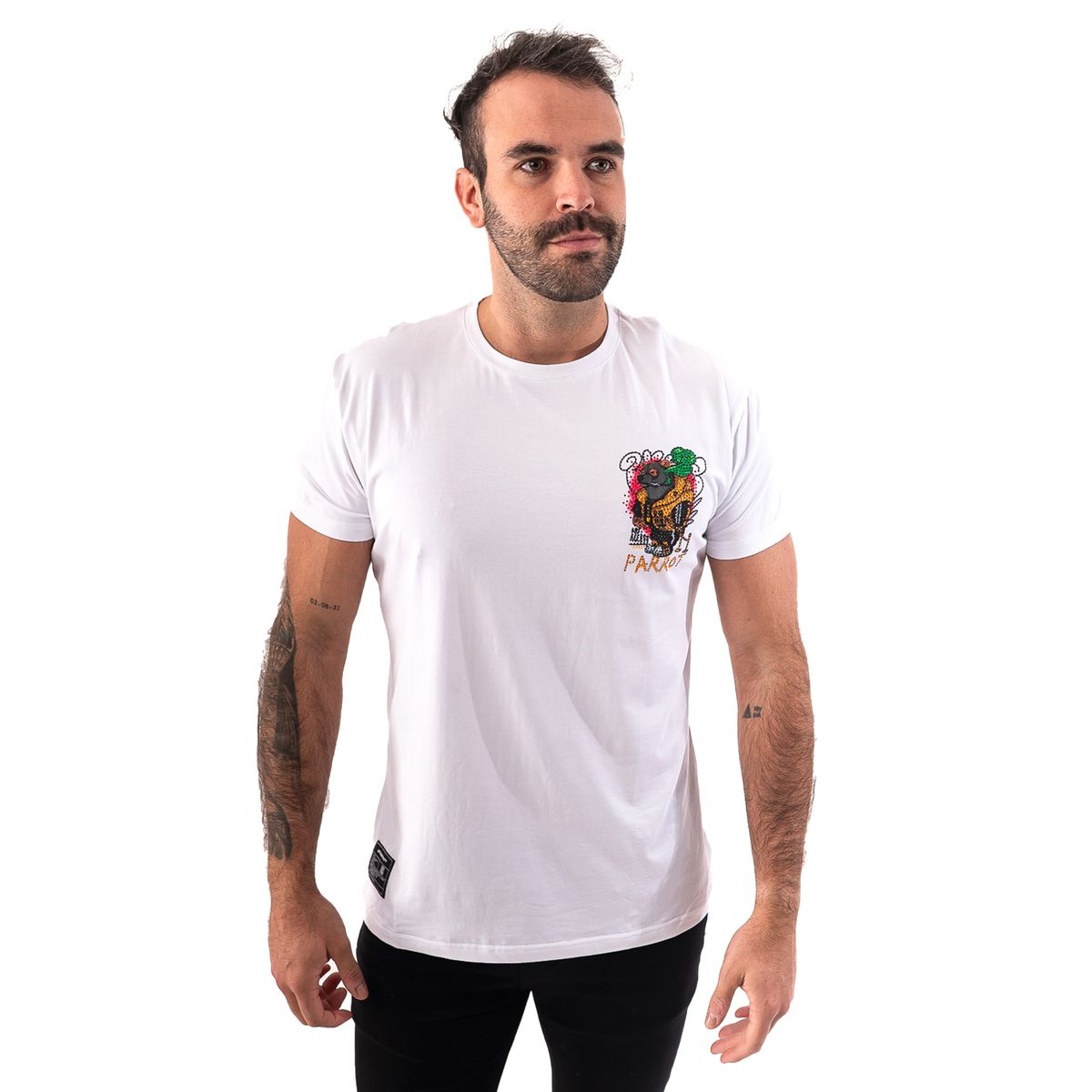 PARROT - Polera con estampado de pedrería